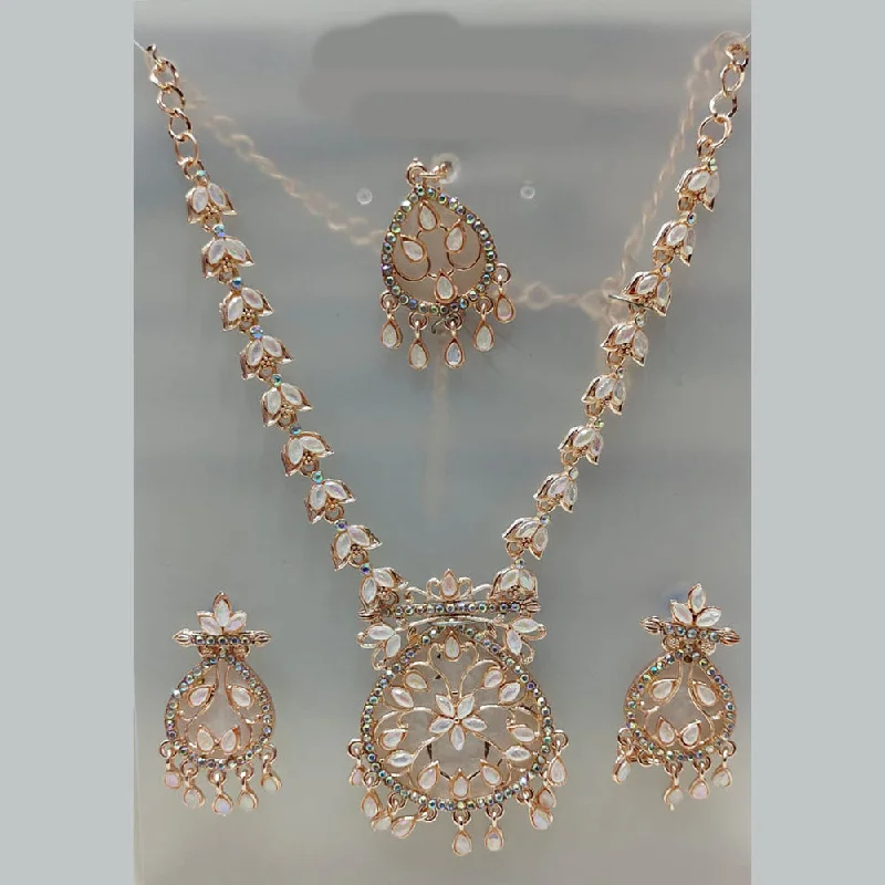 Tip Top Jewellers Rose Gold Plated Stone Necklace Set