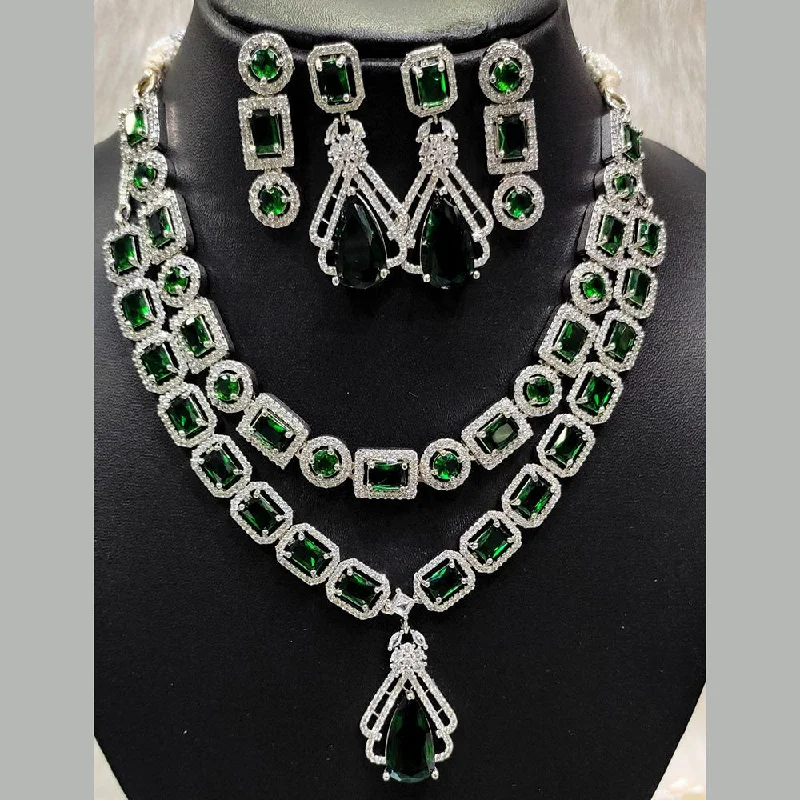 Aamrapali Silver  Plated AD Necklace Set