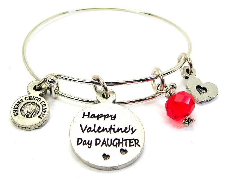 Happy Valentine's Day Daughter Expandable Bangle Bracelet