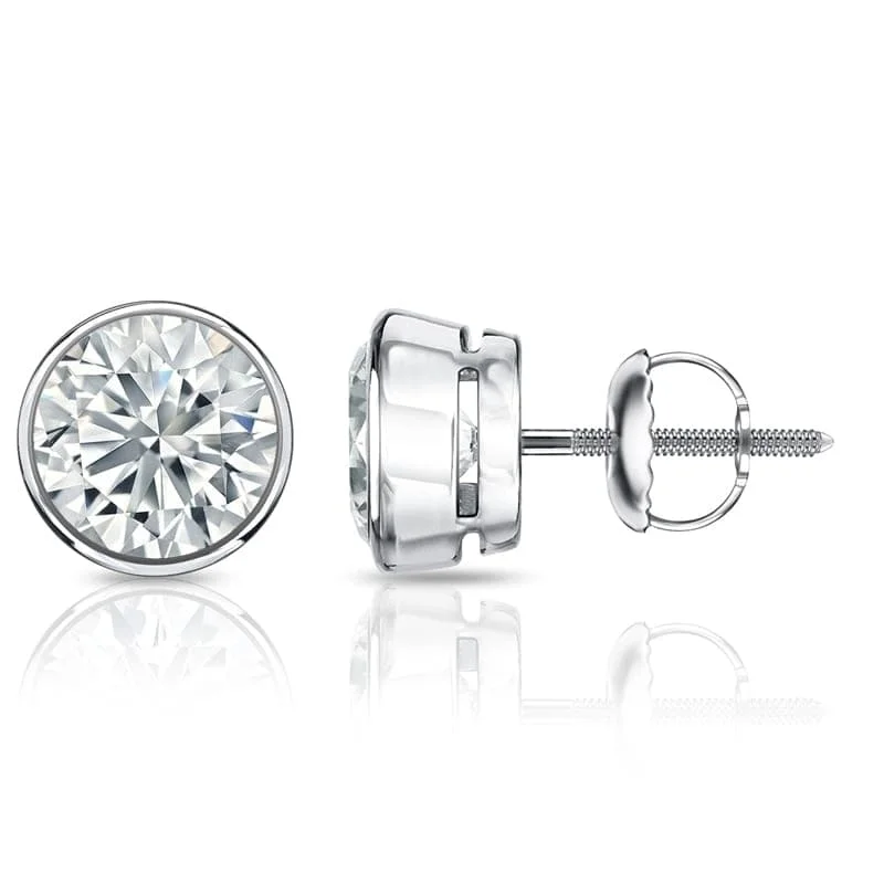 Auriya 14k Gold Certified 4.50 ct. TDW Bezel Set Round Diamond Stud Earrings