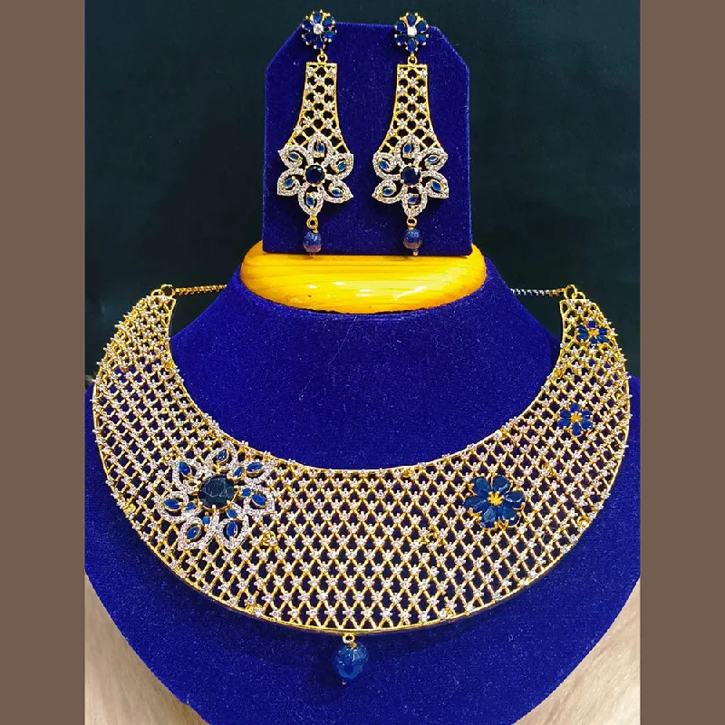 Jain Jewellers Gold Plated AD Stone Choker Necklace Set