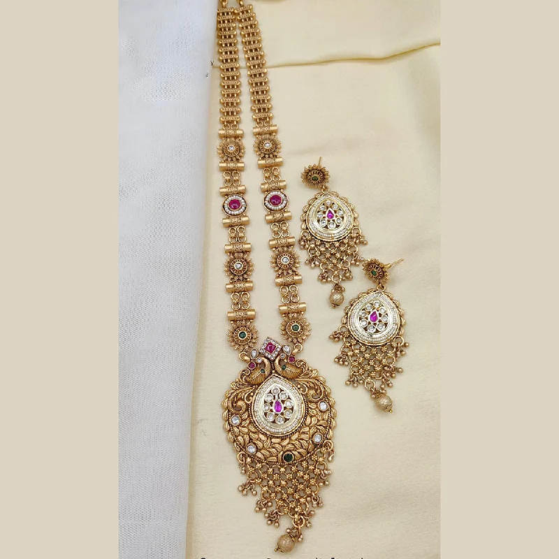 Jewel Addiction Gold Plated Kundan Stone Long Necklace Set