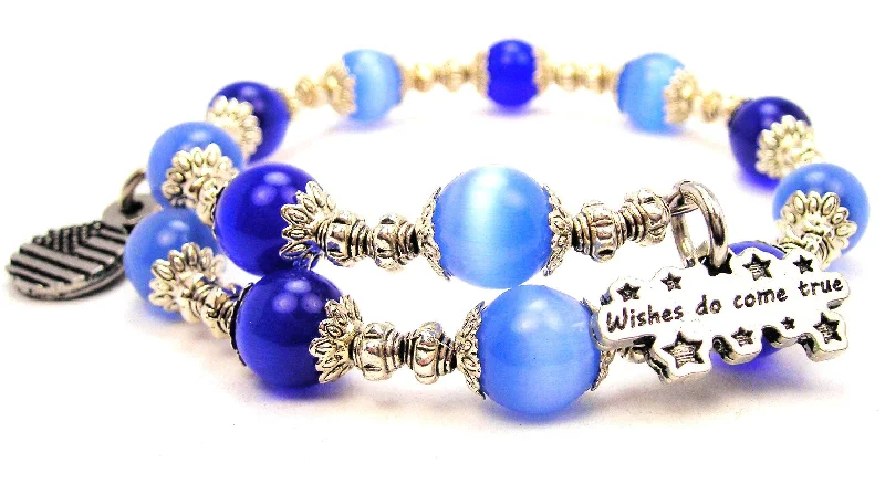 Wishes Do Come True Cat's Eye Beaded Wrap Bracelet