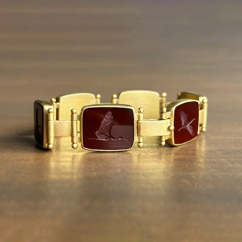 Red Ibis Carnelian Intaglio Bracelet