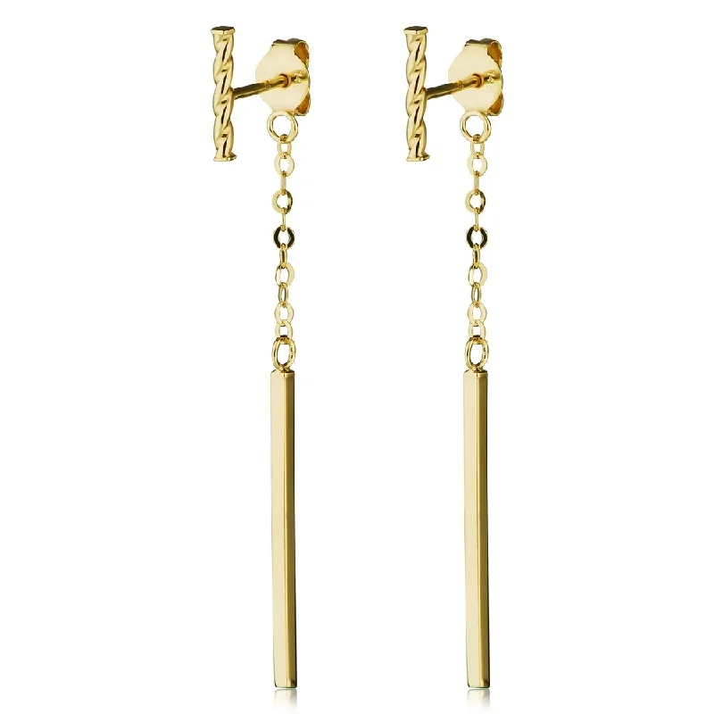 Fremada Italian 14k Gold Bar Front Back Earrings