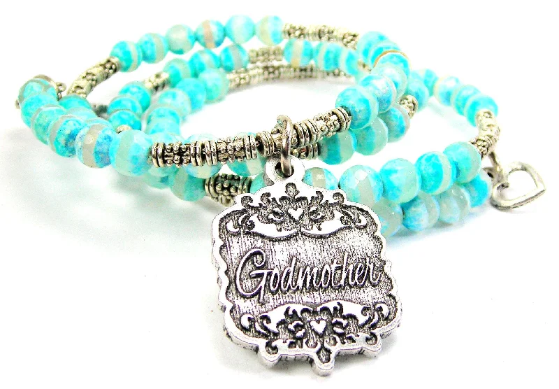 Godmother Victorian Scroll Agate Stone Microcrystalline Quartz Wrap Bracelet