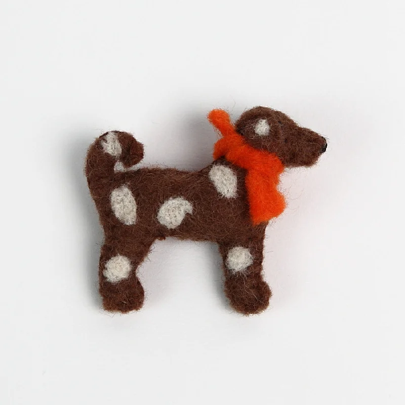 Amica Brown Felt Spotty Dog Brooch