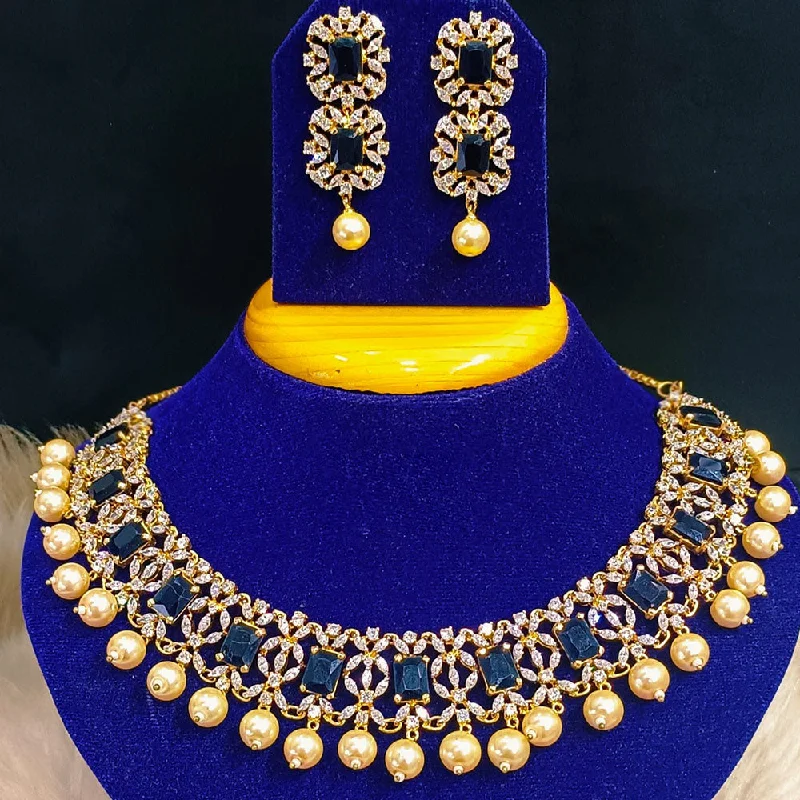 Jain Jewellers Gold Plated AD Stone Choker Necklace Set