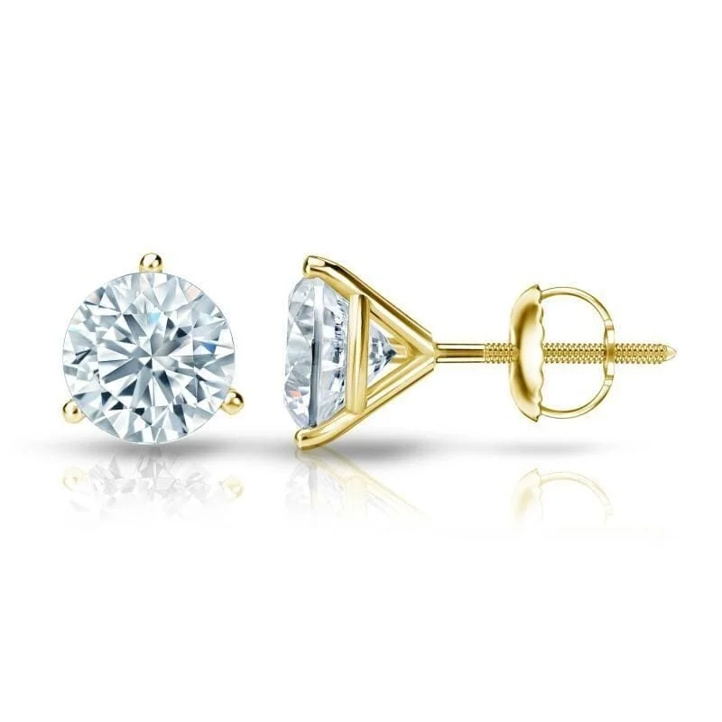 Auriya 18k Gold GIA Certified 5.50 carat TDW 3-Prong Martini Round Diamond Stud Earrings