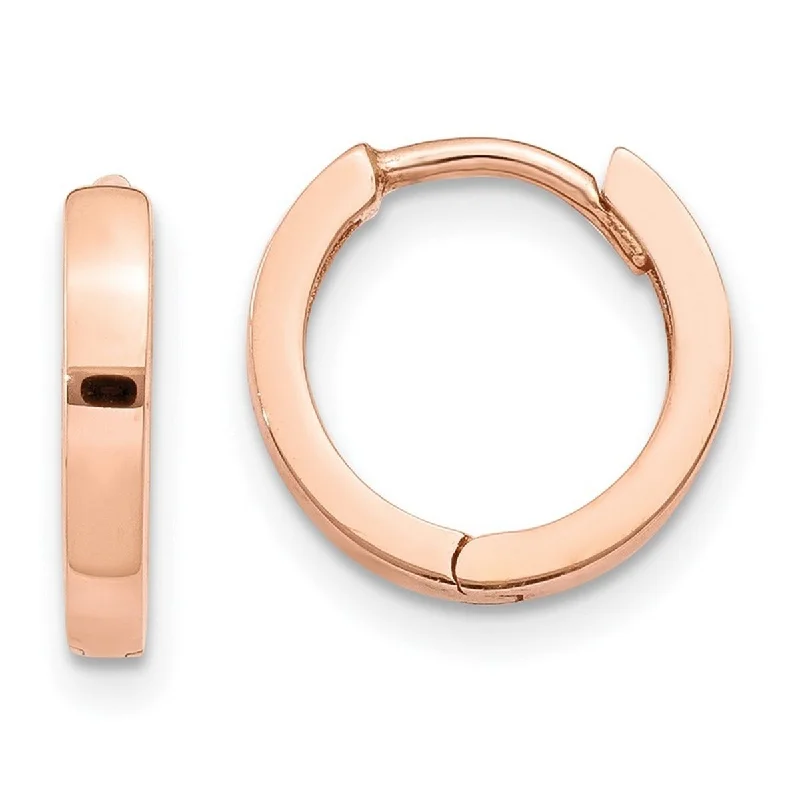 Curata 14k Rose Gold Solid Polished Hinged Small Huggies Hoop Earrings 11x2mm