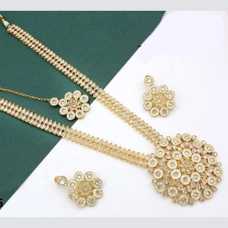 Manisha Jewellery Gold Plated Crystal Stone Long Necklace Set