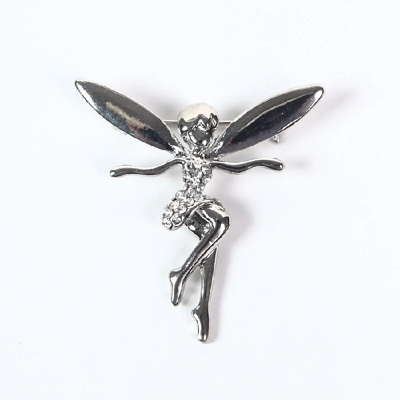 Elegant Fairy Brooch with Tiny Crystals