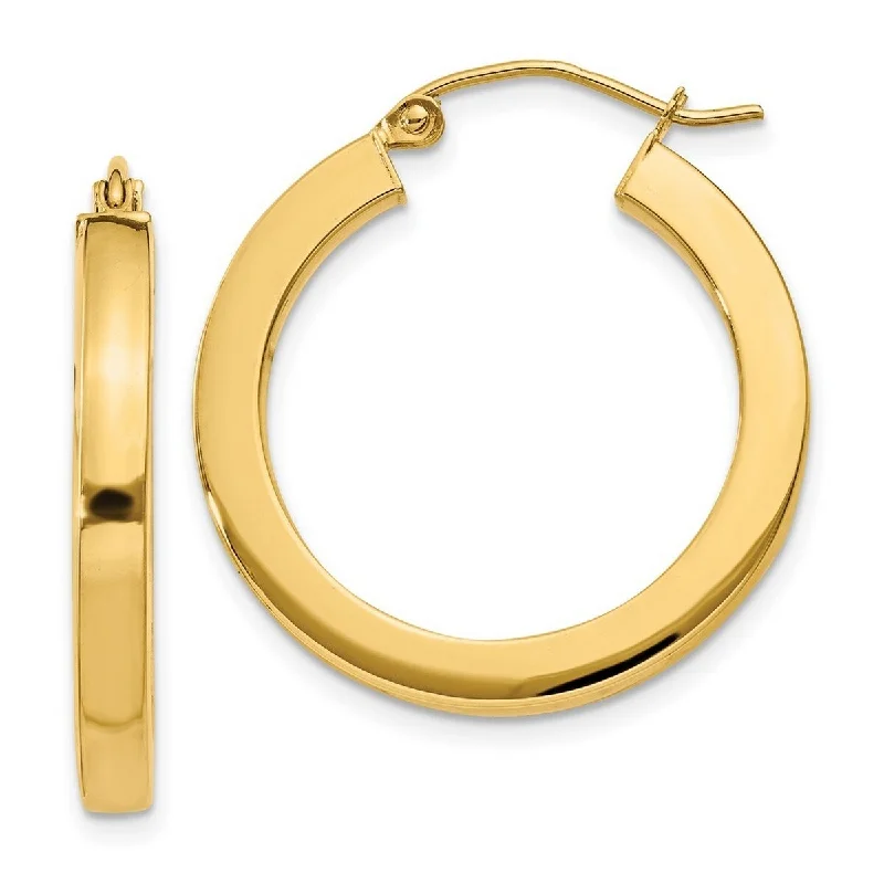 Curata 14k Yellow Gold 3x25mm Polished Square Hoop Earrings