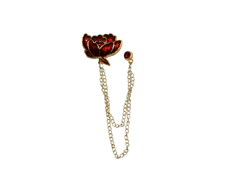 Red & Golden Flower Designer Brooch