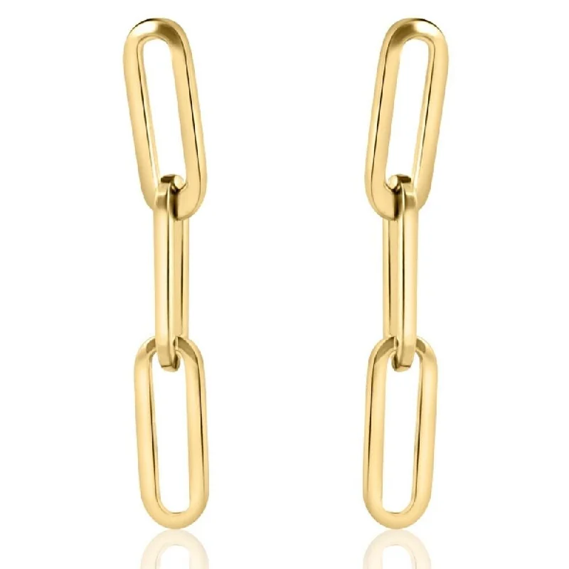 14k Yellow Gold Clip Dangle Women's Earrings 3/4" Tall