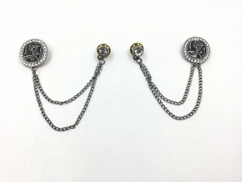 Black Nickle Flower Designer Chain Hangings brooch With Stone