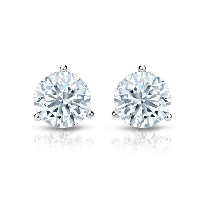 Auriya 1ctw 3 Prong Martini Set Round Diamond Stud Earrings 18kt Gold GIA Certified