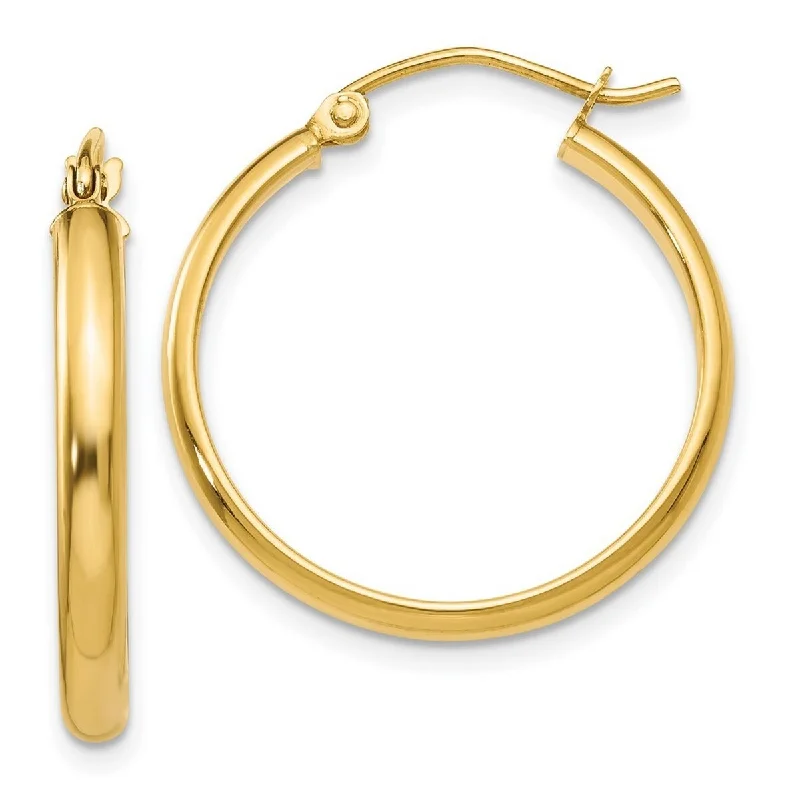 Curata 14k Yellow Gold Polished Round Tube Hoop Earrings - 22x22mm