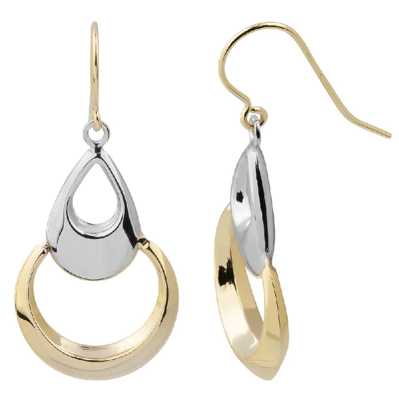 Fremada 14k Two-tone Gold Teardrop On Open Circle Dangle Earrings