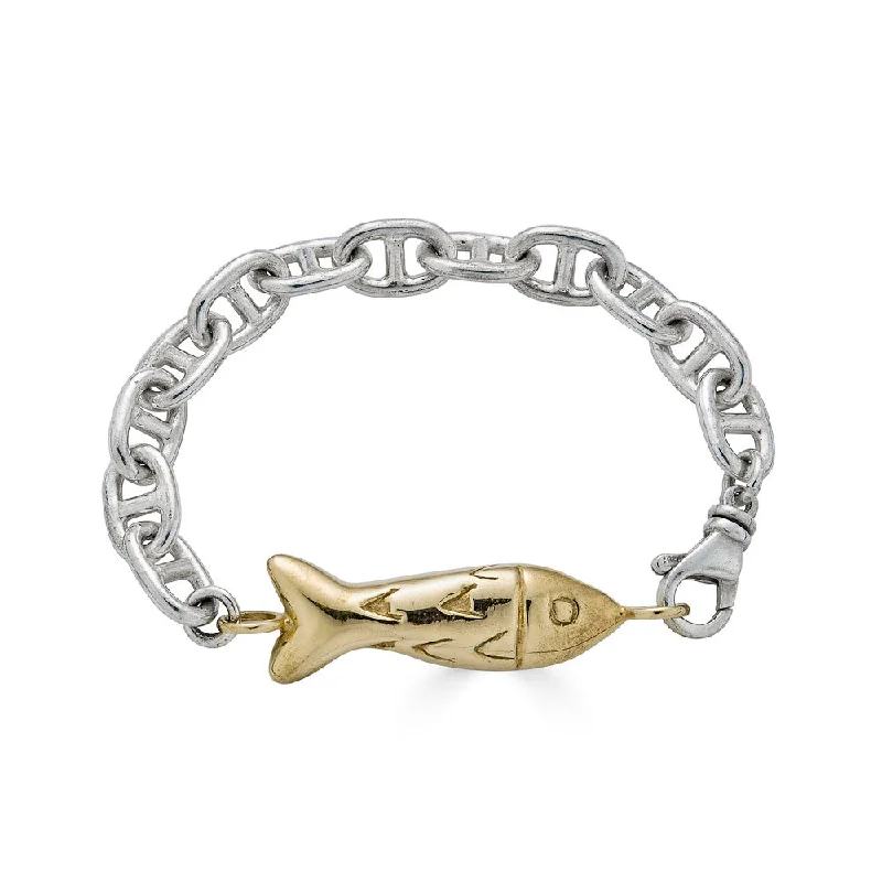 Fish Link Mariner Bracelet, Brass