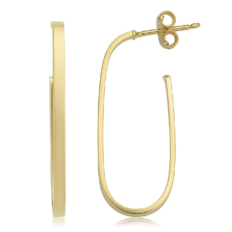 Fremada Italian 14k Yellow Gold Oblong Open Hoop Earrings