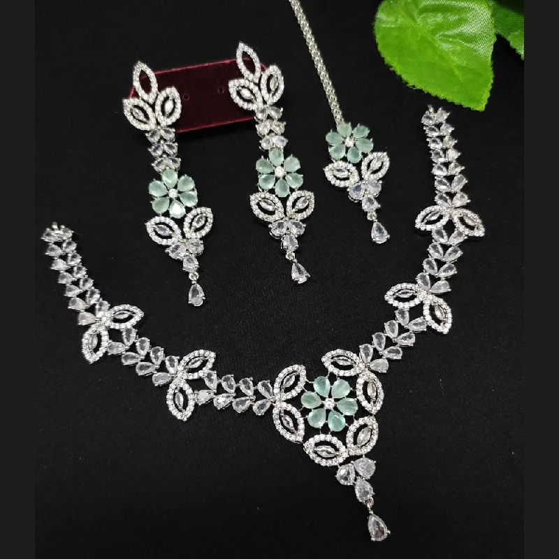 Aamrapali Silver Plated AD Necklace Set