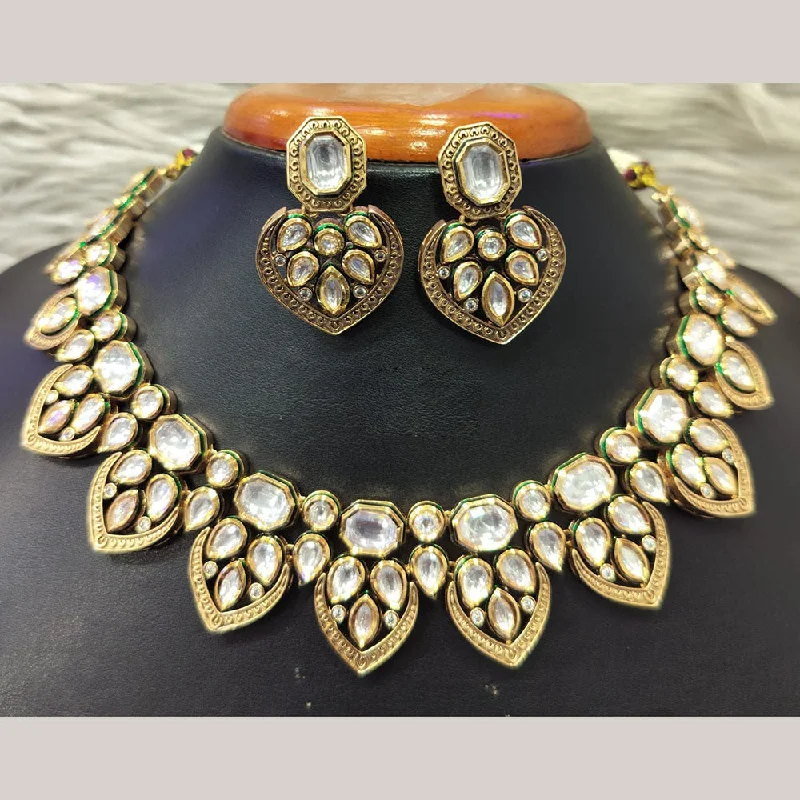 Jain Jewellers Gold Plated Kundan Necklace Set