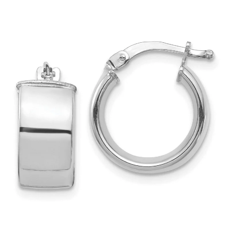 Curata 14k White Gold High Polished 7mm Hoop Earrings - 15.34x14mm Wide 7mm Thick