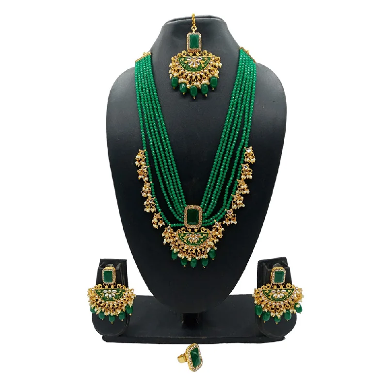 Gehana Mahal Gold Plated Multi Layer Beads Long Necklace Set