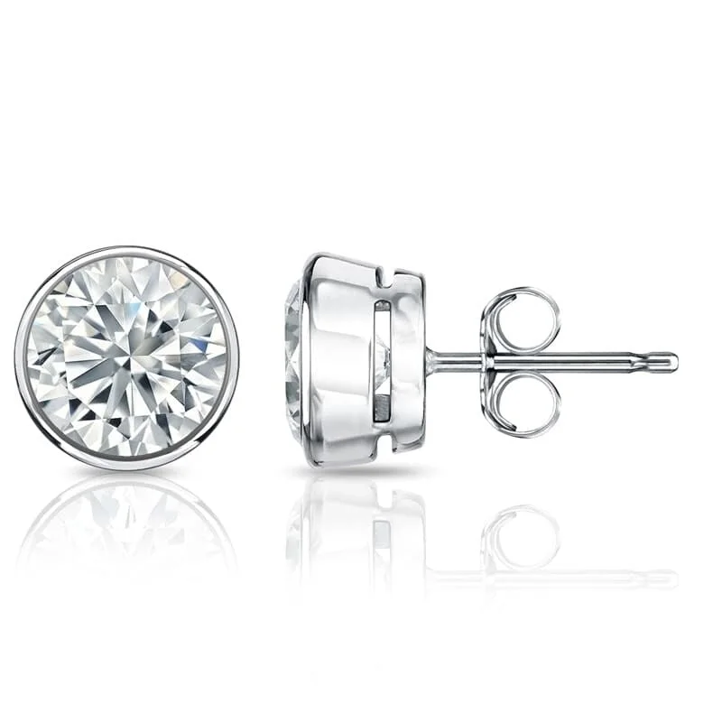 Auriya 3ct TW Round Bezel Set Diamond Stud Earrings 14kt Gold Certified