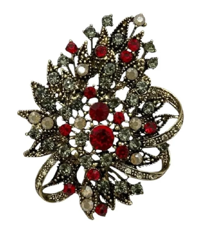 Maroon Color Abstract Royal Metal Brooch