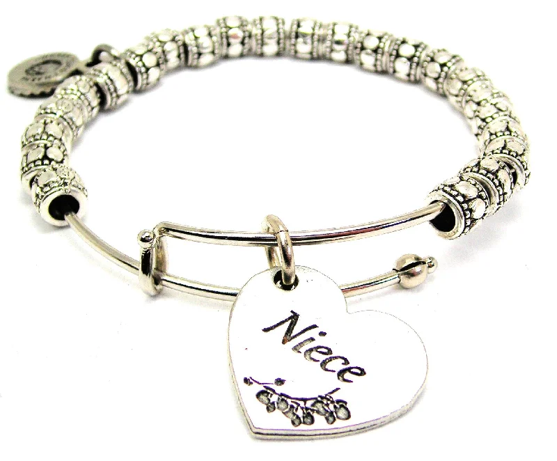 Niece Heart Metal Beaded Bracelet