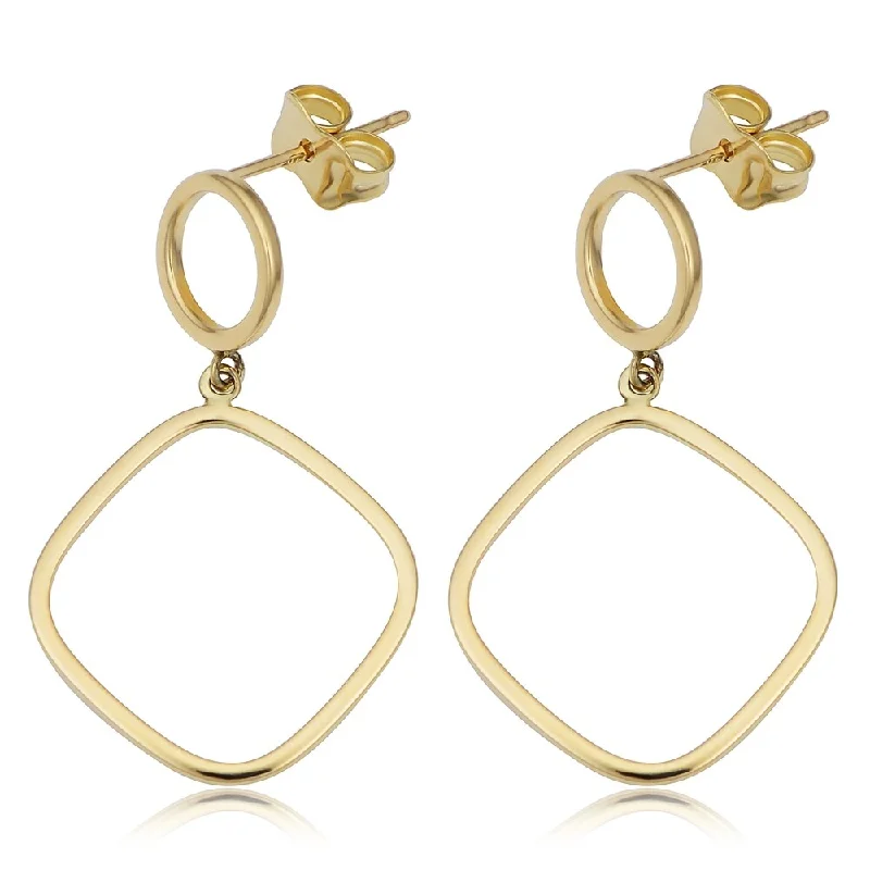 Fremada 14k Yellow Gold Circle and Square Drop Earrings