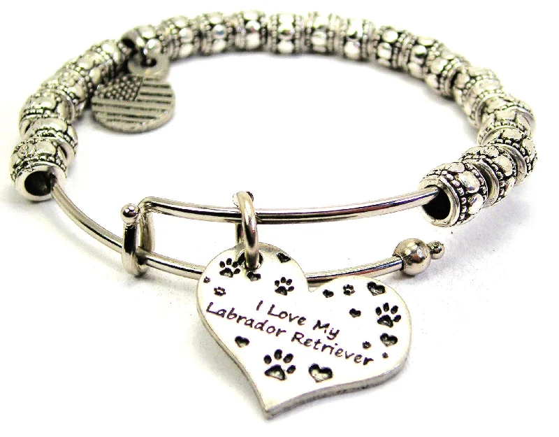 I Love My Labrador Retriever Metal Beaded Bracelet