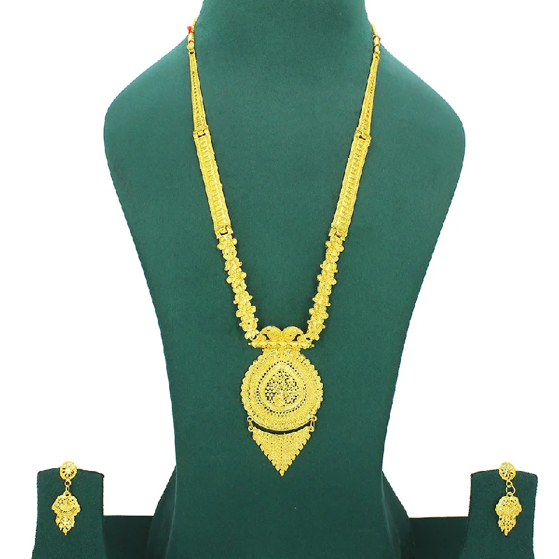 Mahavir Dye Gold Plated Long Necklace Set