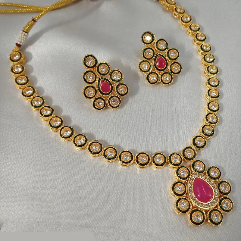 Padmawati Bangles Gold Plated Crystal Stone Necklace Set