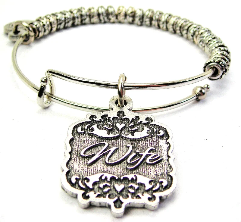 Wife Victorian Scroll Metal Beaded Bracelet