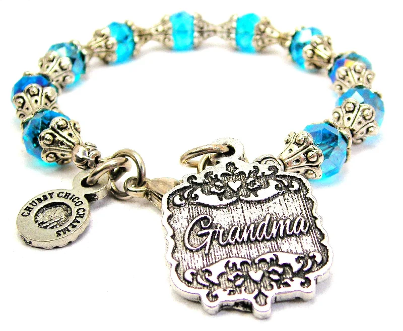 Grandma Victorian Scroll Capped Crystal Bracelet