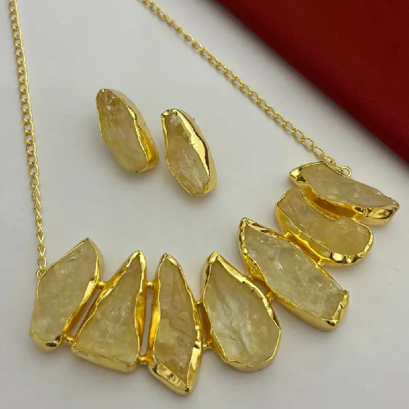 FS Collection Gold Plated Stone Necklace Set