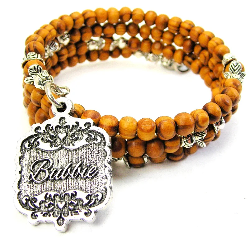 Bubbie Victorian Scroll Natural Wood Wrap Bracelet