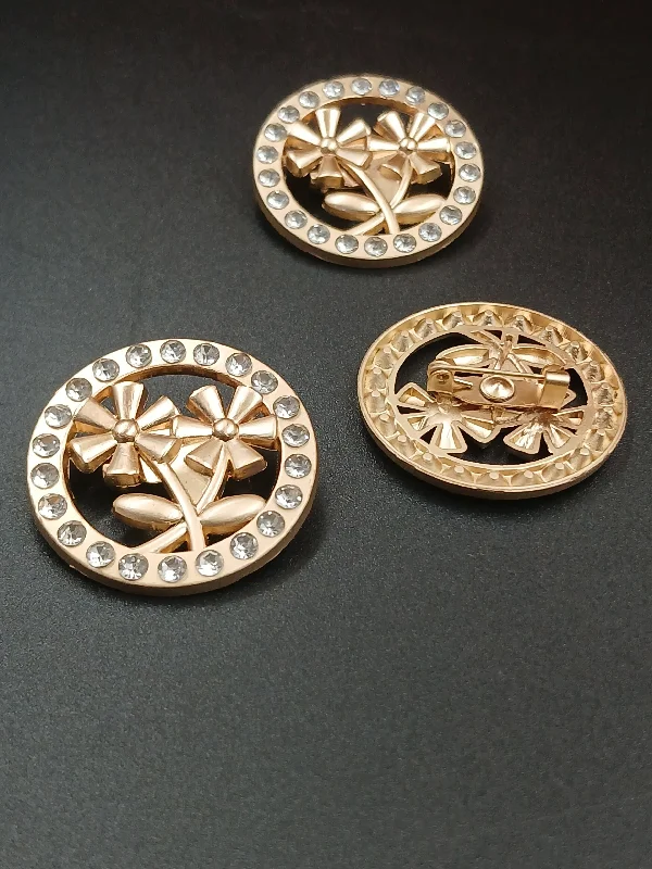 Sand Golden Round Flower Brooch