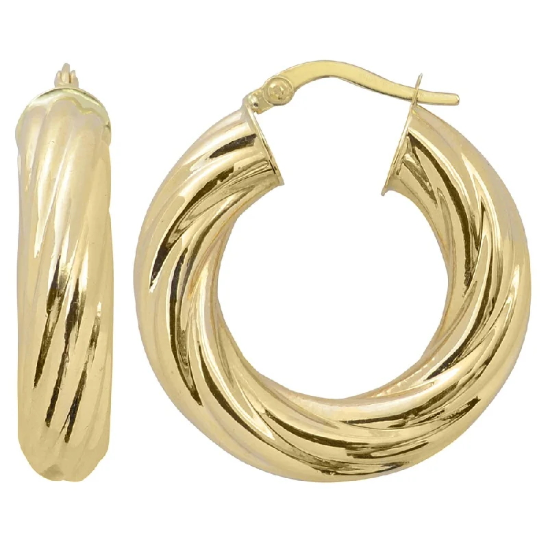 Fremada Italian 14k Yellow Gold 6x15-mm High Polish Bold Twist Hoop Earrings