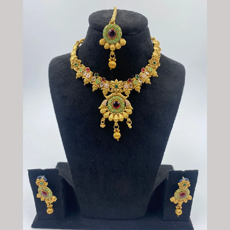 The Fashion Jewels Gold Plated Pota Stone And Beads Necklace Set