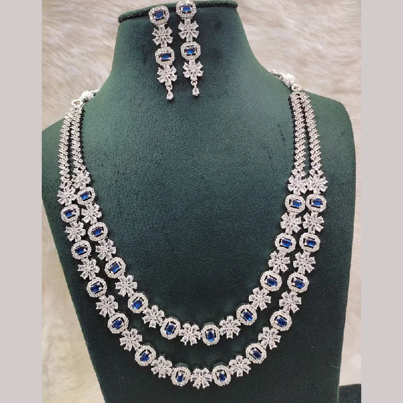 Aamrapali Silver Plated AD Necklace Set