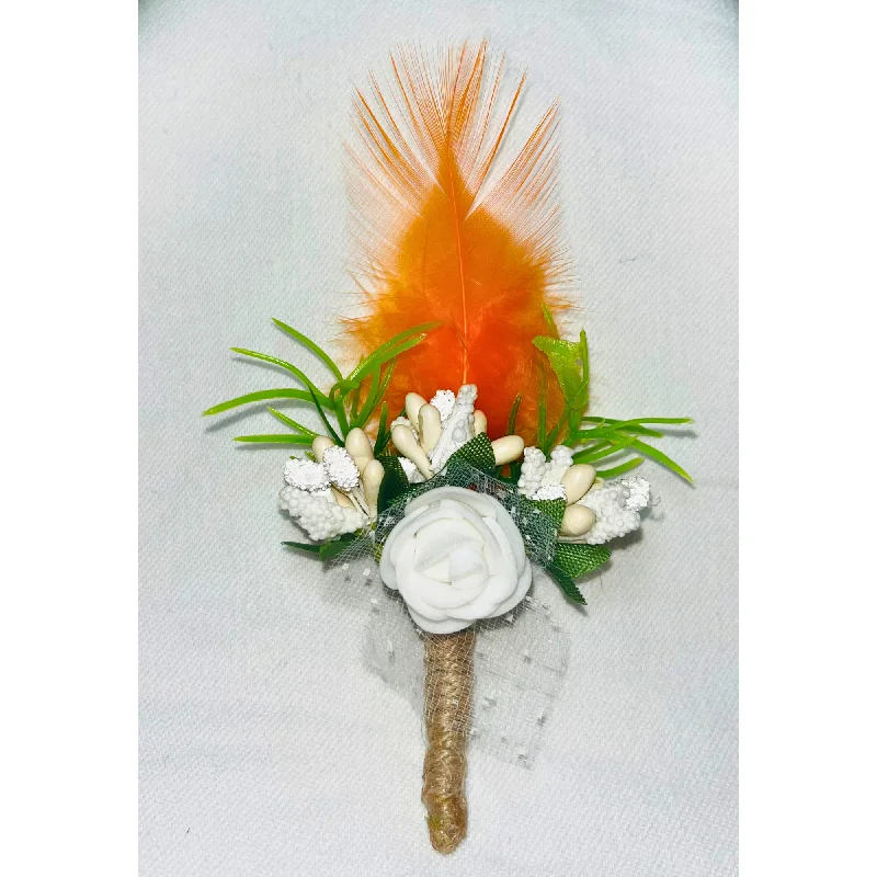 Multicolor Faux Feather Flower Brooch