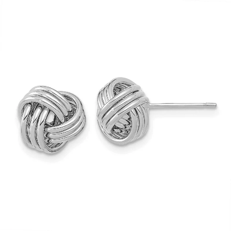 Curata 14k Yellow or White Gold 10mm Ribbed Polished Triple Love Knot Post Earrings