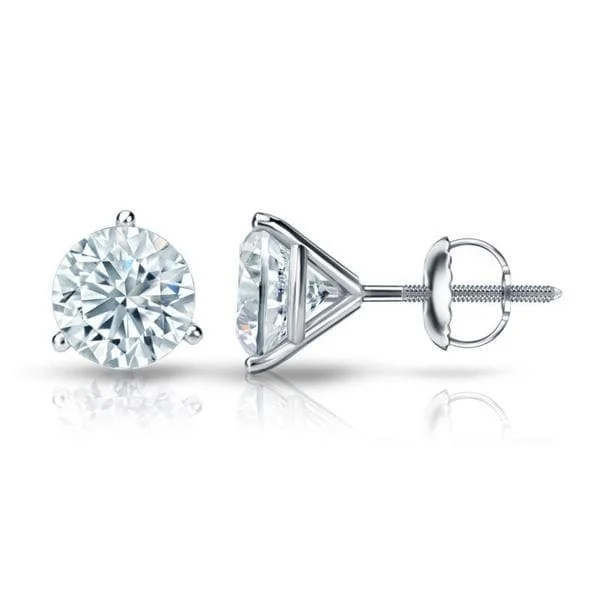 Auriya 18k Gold Certified 4.00 carat TDW 3-Prong Martini Round Diamond Stud Earrings