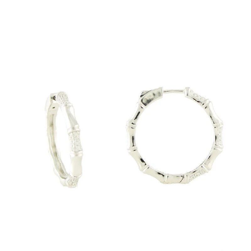 Sterling Silver White Cubic Zirconia Hoop Earrings