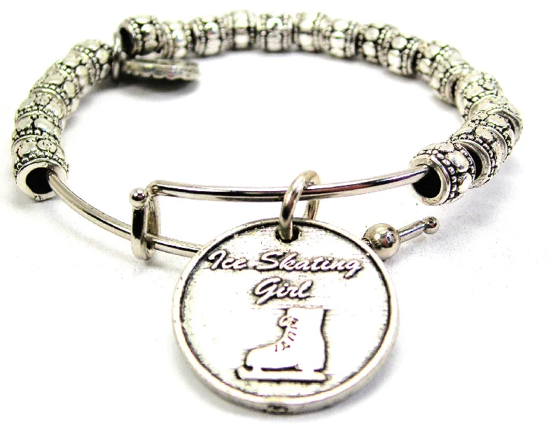 Ice Skating Girl Metal Beaded Bracelet