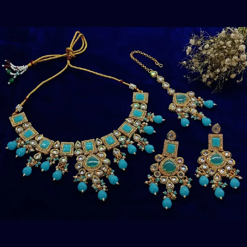 Sai Fashion Gold Plated Crystal Stone And Beads Necklace Set